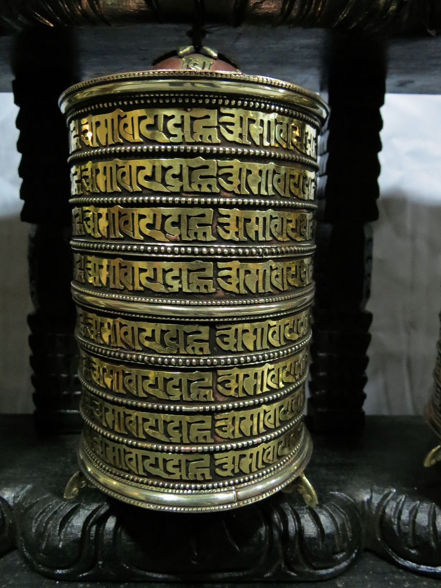 Tibetan Buddhism Copper Brass Prayer Wheel - Om Mani Padme Hum Mantra