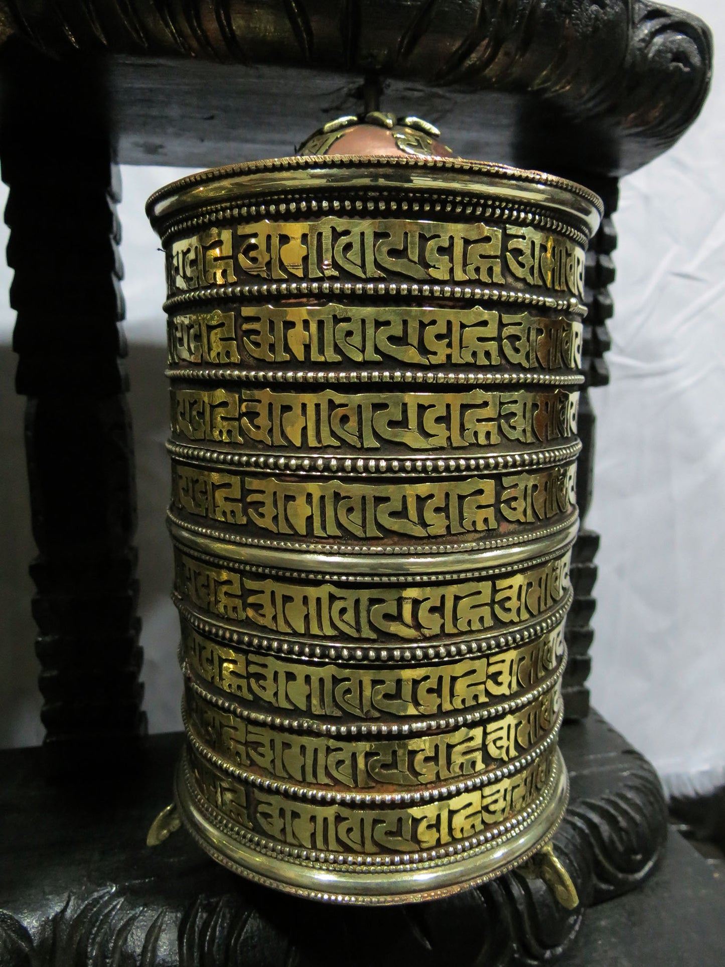 Tibetan Buddhism Copper Brass Prayer Wheel - Om Mani Padme Hum Mantra
