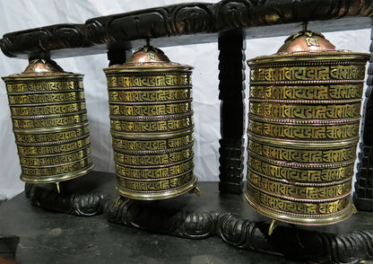 Tibetan Buddhism Copper Brass Prayer Wheel - Om Mani Padme Hum Mantra