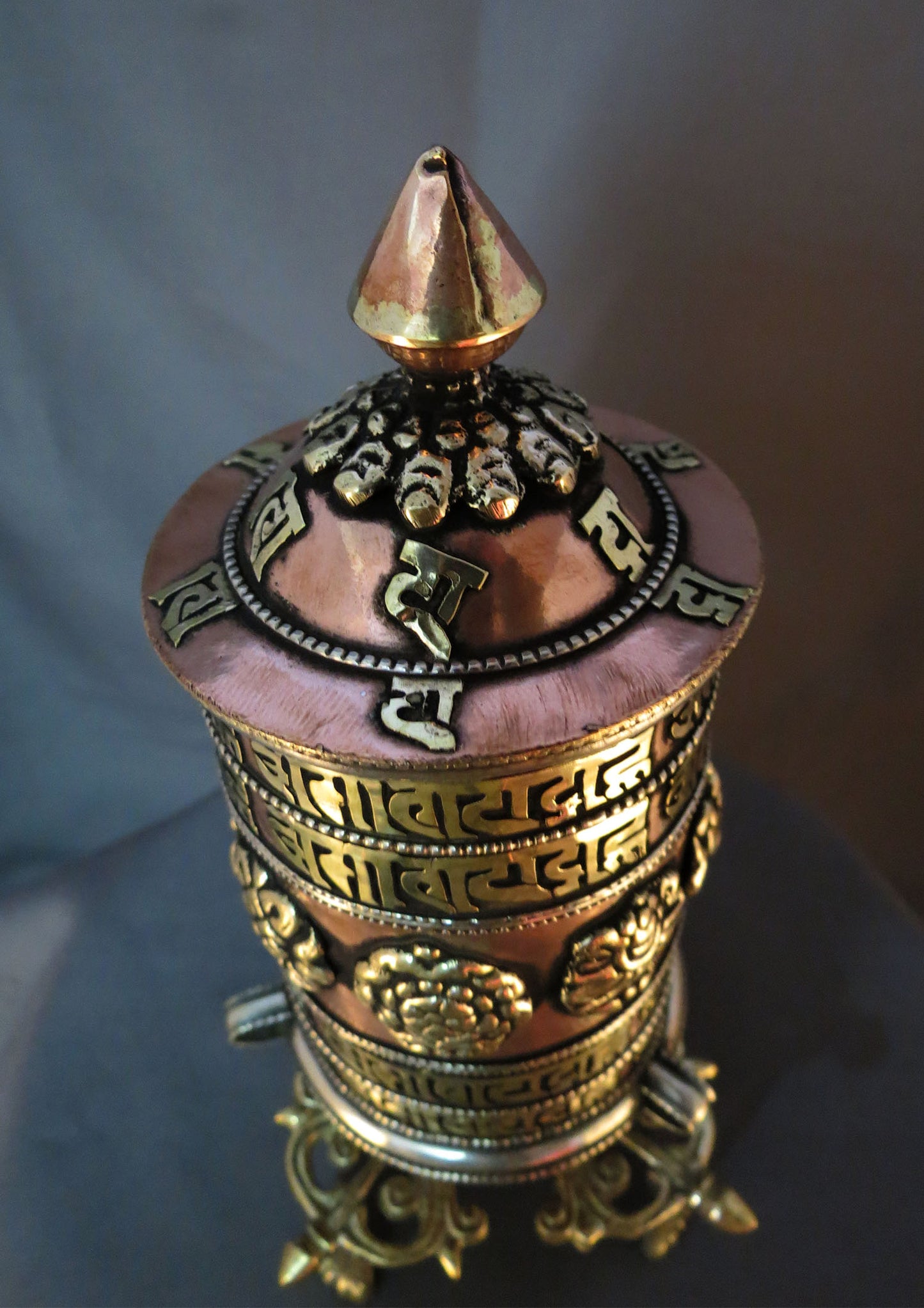 Tibetan Buddhism Om Mani Padme Hum Mantra 8 Auspicious Brass Handmade Double Vajra Copper Prayer Wheel free