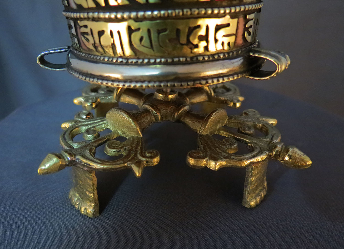 Tibetan Buddhism Om Mani Padme Hum Mantra 8 Auspicious Brass Handmade Double Vajra Copper Prayer Wheel free