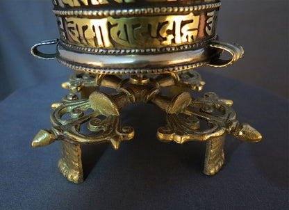 Tibetan Buddhism Om Mani Padme Hum Mantra 8 Auspicious Brass Handmade Double Vajra Copper Prayer Wheel free