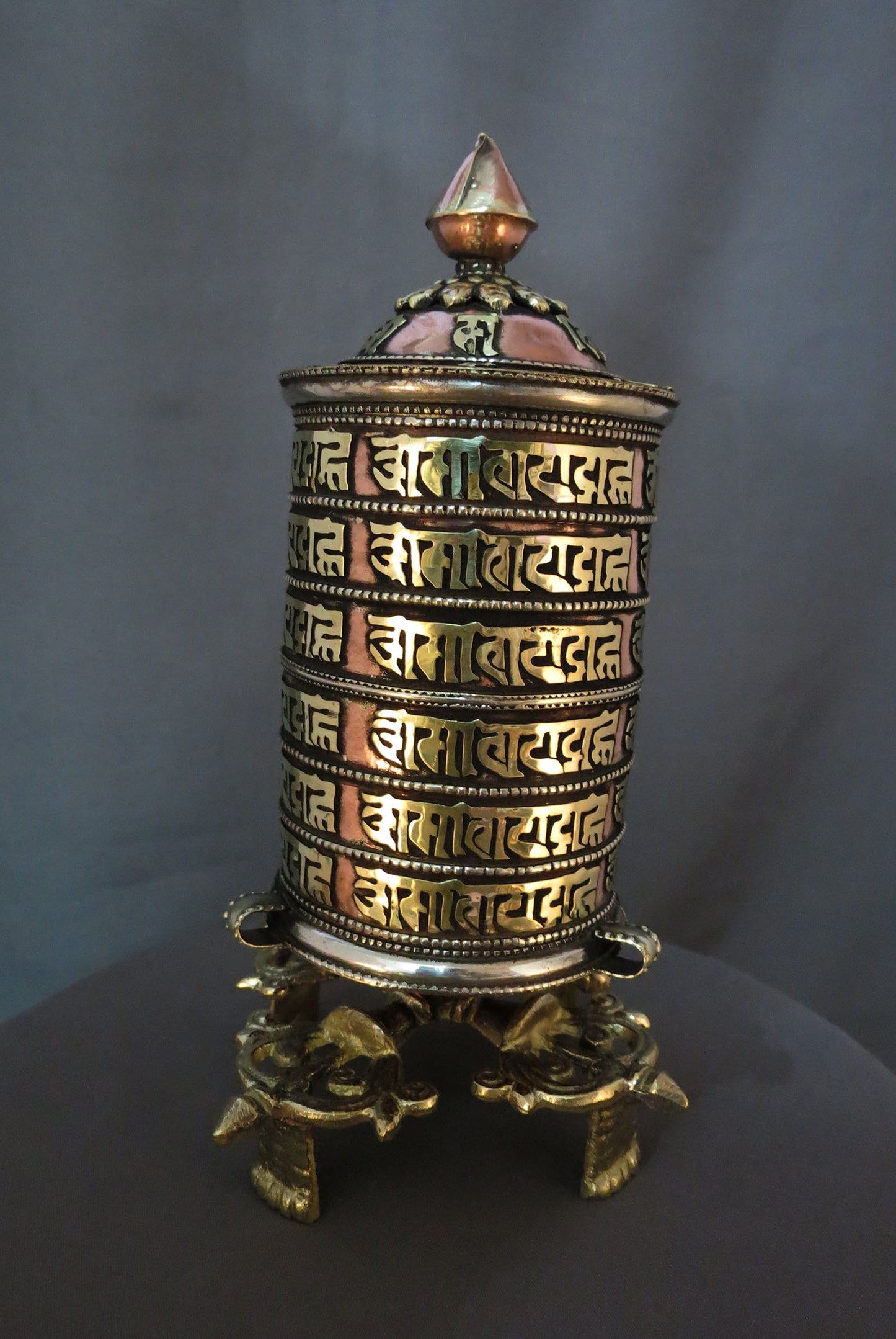Tibetan Buddhism Lama 6 Lane Om Mani Padme Hum Mani Padme Hum Mantra Brass Copper Handmade Prayer Wheel