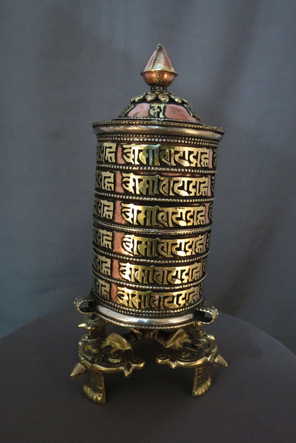 Tibetan Buddhism Lama 6 Lane Om Mani Padme Hum Mani Padme Hum Mantra Brass Copper Handmade Prayer Wheel
