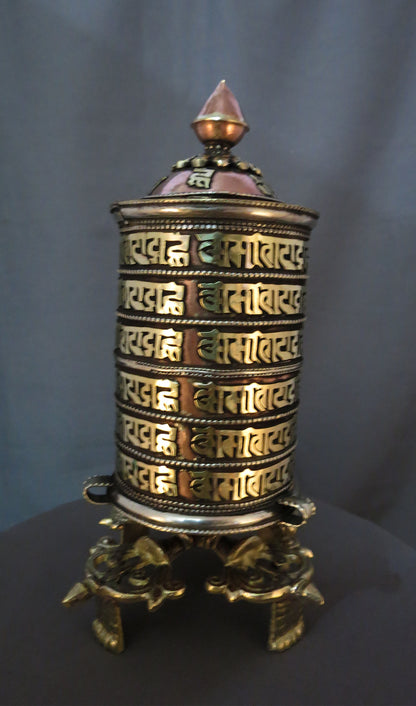 Tibetan Buddhism Lama 6 Lane Om Mani Padme Hum Mani Padme Hum Mantra Brass Copper Handmade Prayer Wheel