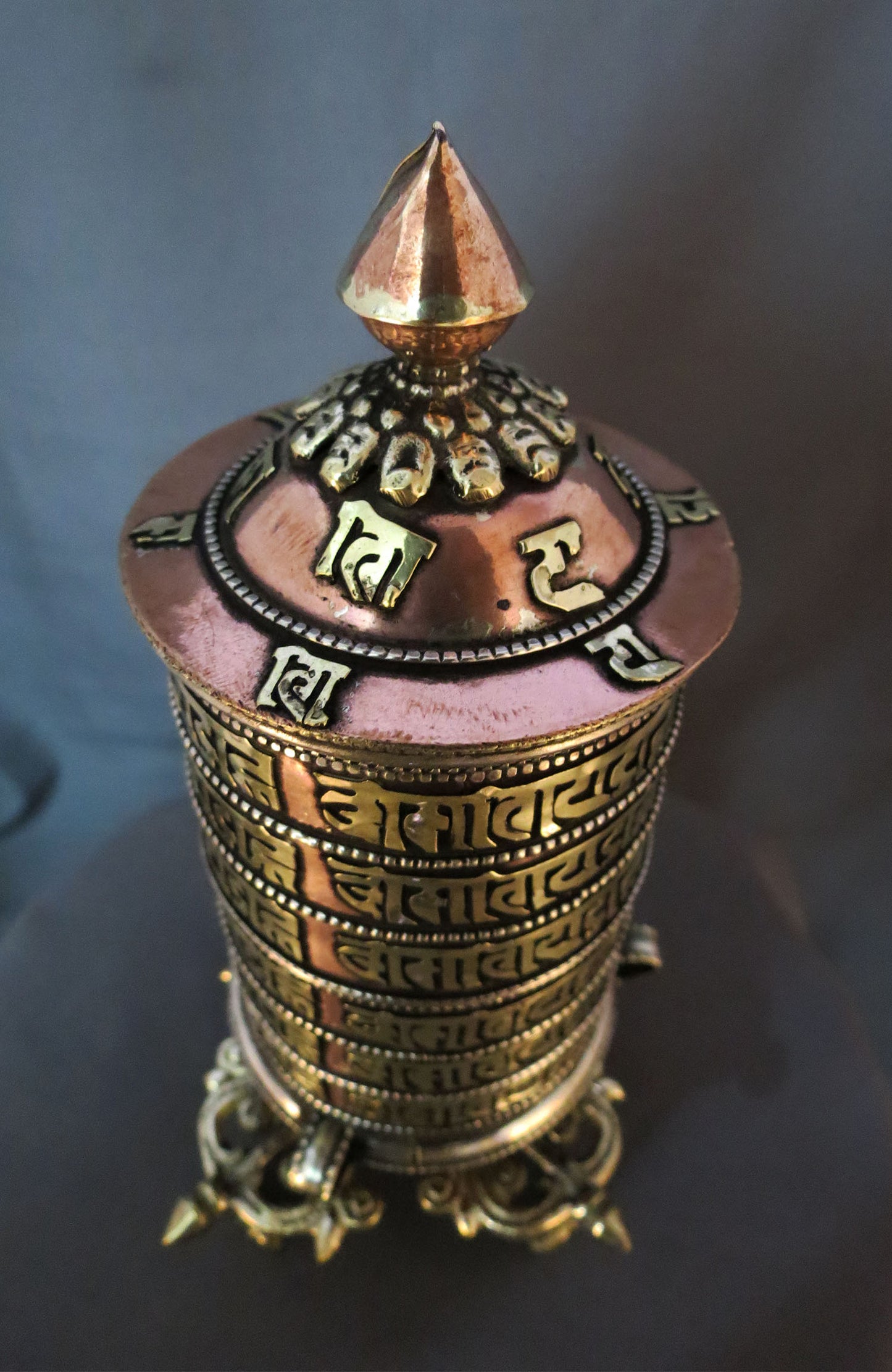 Tibetan Buddhism Lama 6 Lane Om Mani Padme Hum Mani Padme Hum Mantra Brass Copper Handmade Prayer Wheel
