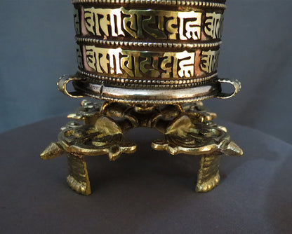 Tibetan Buddhism Lama 6 Lane Om Mani Padme Hum Mani Padme Hum Mantra Brass Copper Handmade Prayer Wheel