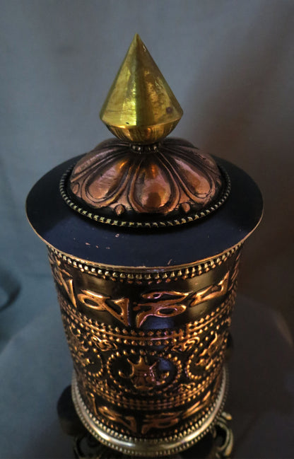Tibetan Buddhism 8 Auspicious Sign Om Mani Padme Hum Mantra Copper Oxide Handmade Prayer Wheel free