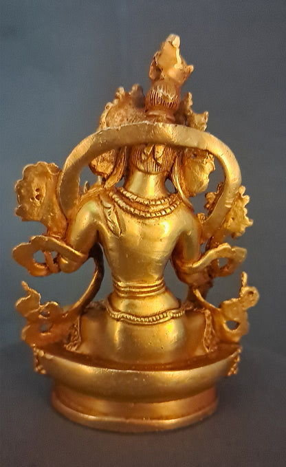 Tibetan Buddhism Goddess White Tara Rupa Gold Plated Copper Statue Figure Nepal free