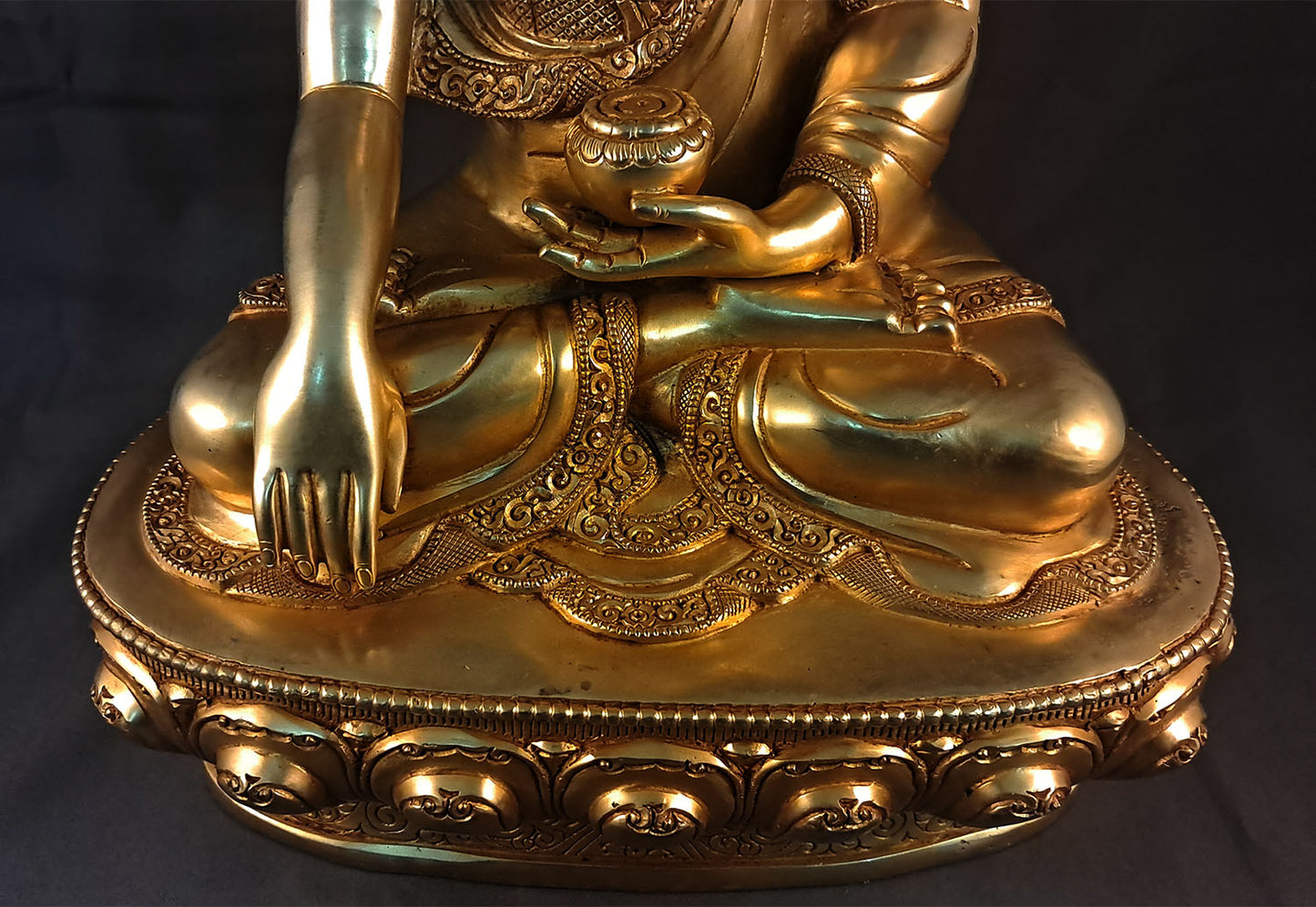 Gold Face Shakyamuni Buddha Statue: Gold-Plated Copper Hand-Carved Buddhism Sculpture Figure Nepal free