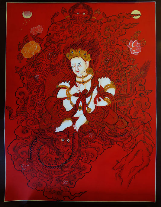 Tibetan Buddhism Wealth of God Dragon Jambhala Dzambala Namtose Handmade Canvas Cloth Hand Paint Thangka free