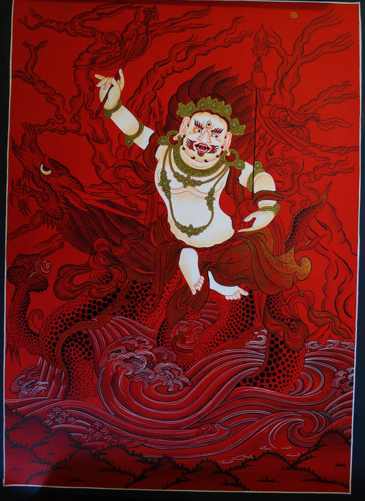Tibetan Buddhism Wrathful Deity Lord Mahakal Bhairav Mahakala Handmade Canvas Cloth Hand Painting Thangka free