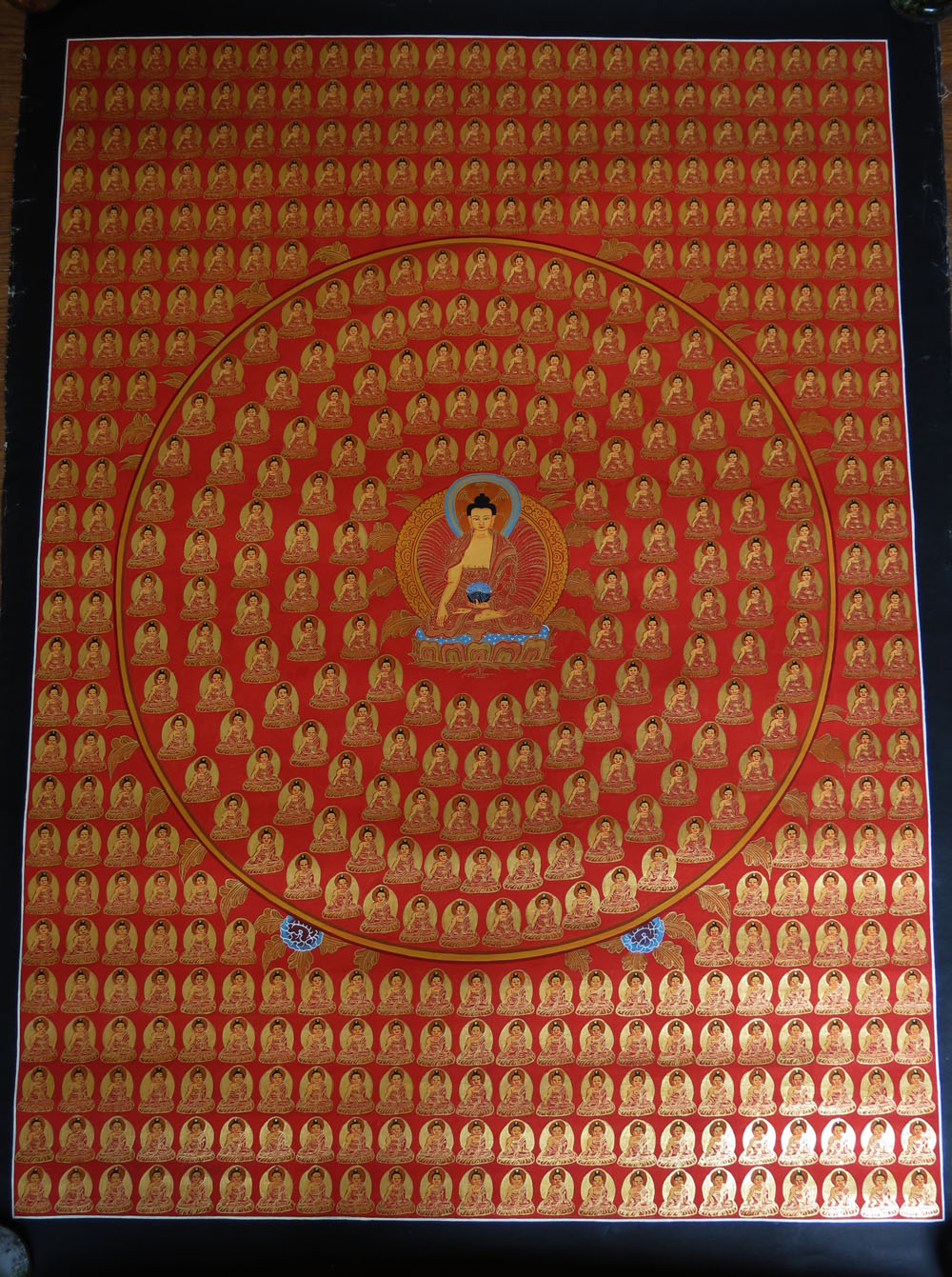 Tibetan Buddhism Lord Shakyamuni Buddha with 534 Buddha Hand Painting Thangka Nepal free