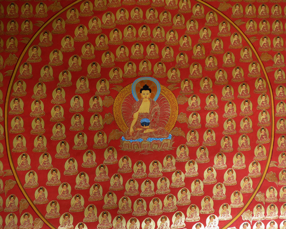 Tibetan Buddhism Lord Shakyamuni Buddha with 534 Buddha Hand Painting Thangka Nepal free