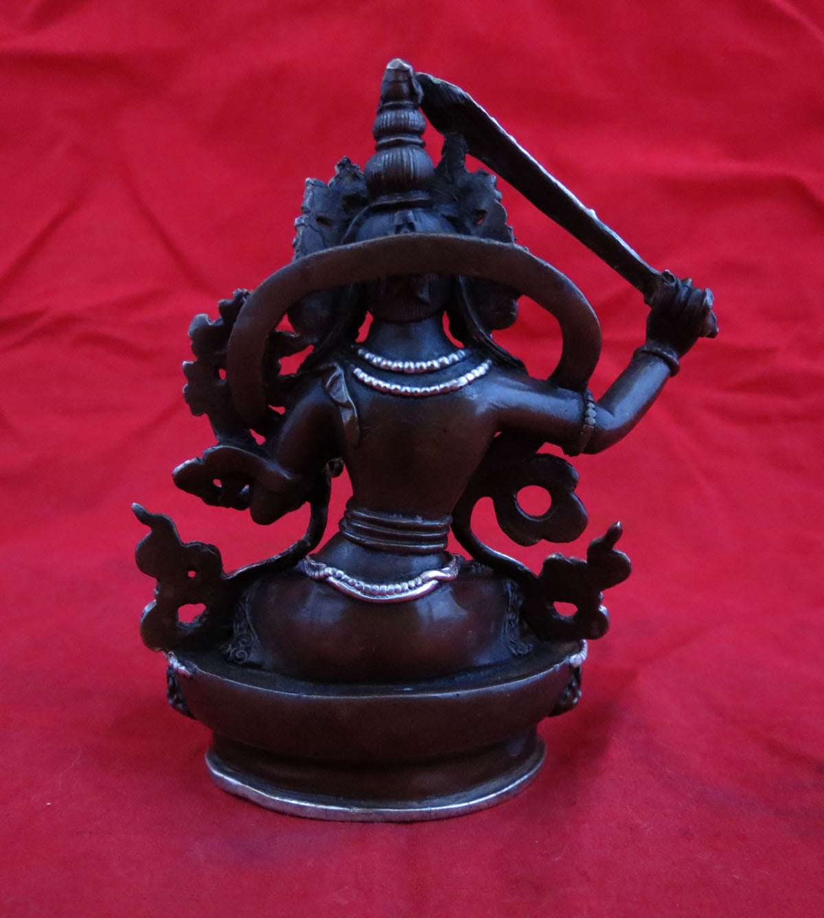 Buddhism Hinduism Lord Manjushree Copper Silver Oxide Statue Figure Handmade Nepal