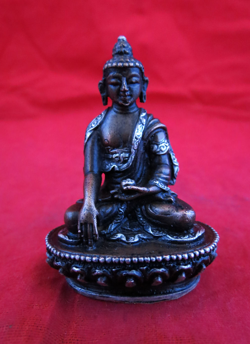 Lord 5 Dhyani Buddha (Pancha Buddha) Copper Silver Oxide Small Statue Figure Nepal