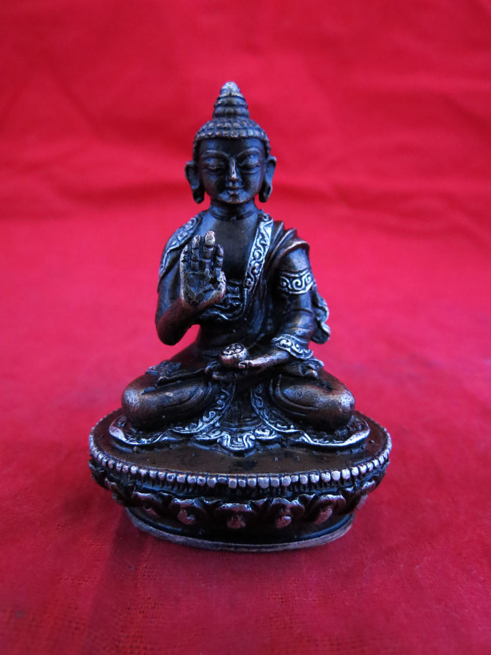 Lord 5 Dhyani Buddha (Pancha Buddha) Copper Silver Oxide Small Statue Figure Nepal