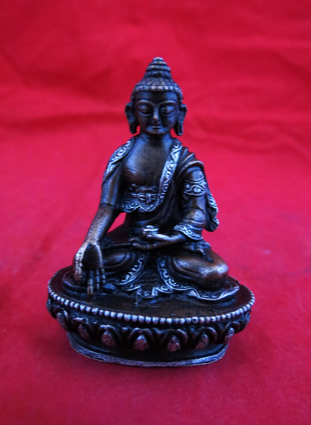 Lord 5 Dhyani Buddha (Pancha Buddha) Copper Silver Oxide Small Statue Figure Nepal