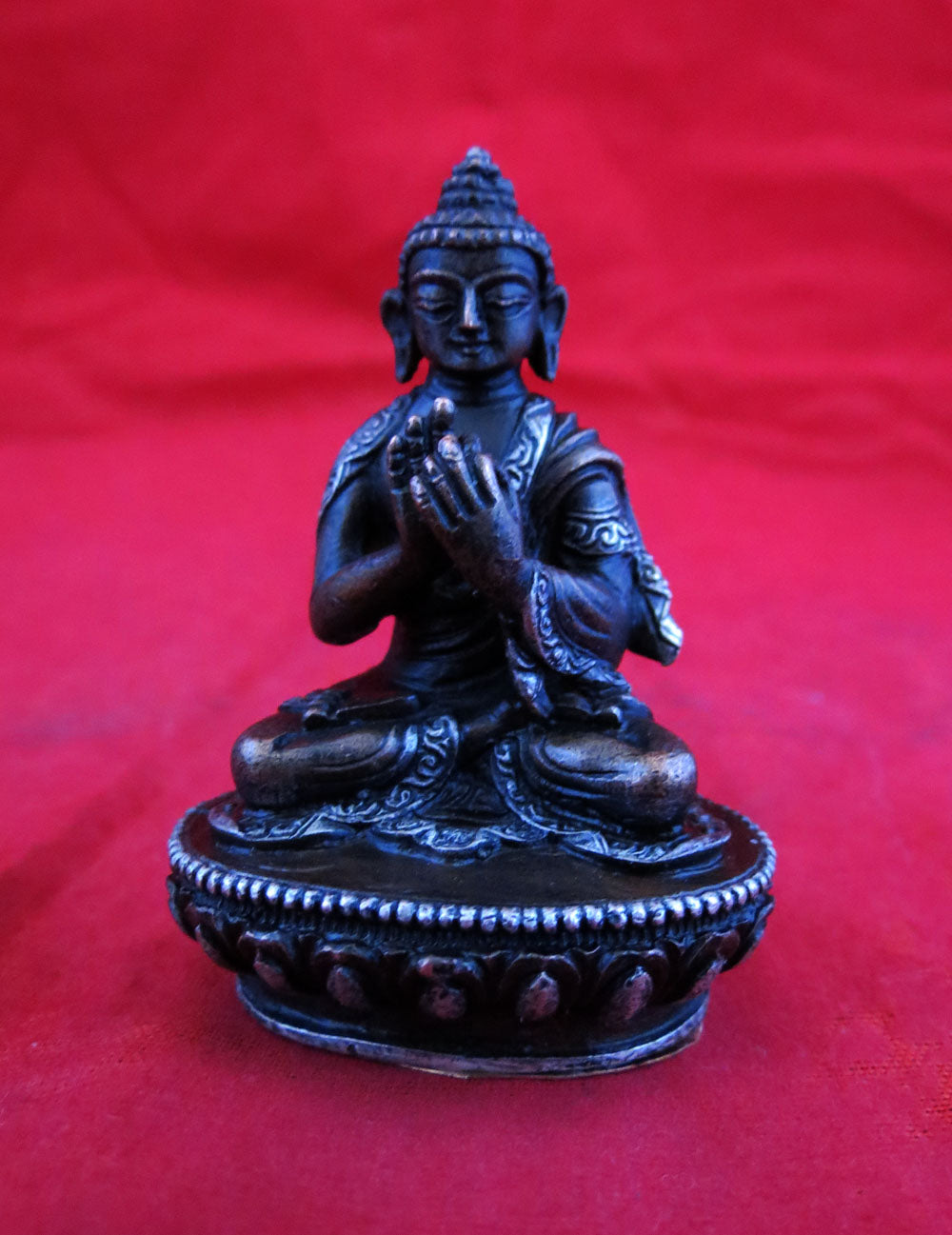 Lord 5 Dhyani Buddha (Pancha Buddha) Copper Silver Oxide Small Statue Figure Nepal