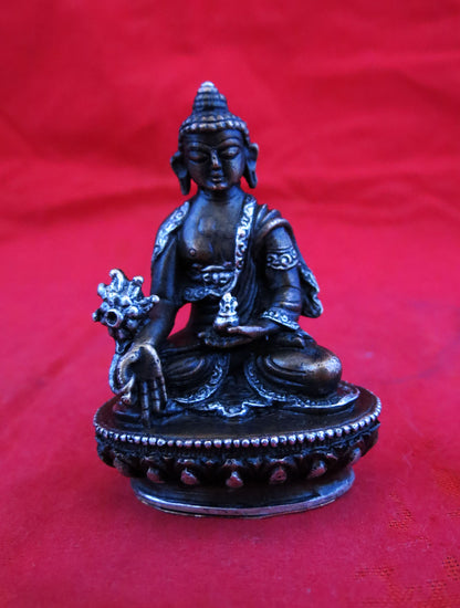 Lord 5 Dhyani Buddha (Pancha Buddha) Copper Silver Oxide Small Statue Figure Nepal