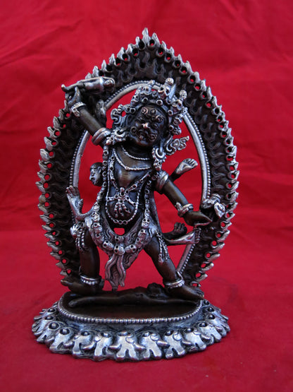 Tibetan Buddhism Wrathful Deity Ekajati Samantabhadri Silver Oxide Copper Sculpture Statue Figure Nepal free
