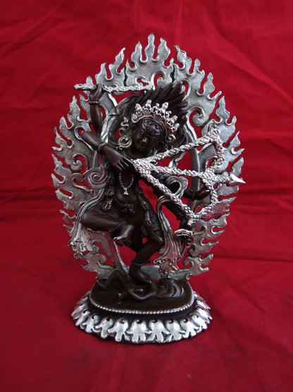 Tibetan Buddhism Set of 5 Jogini Yogini Dakini Silver Copper Oxide 6" Statue Figure Nepal