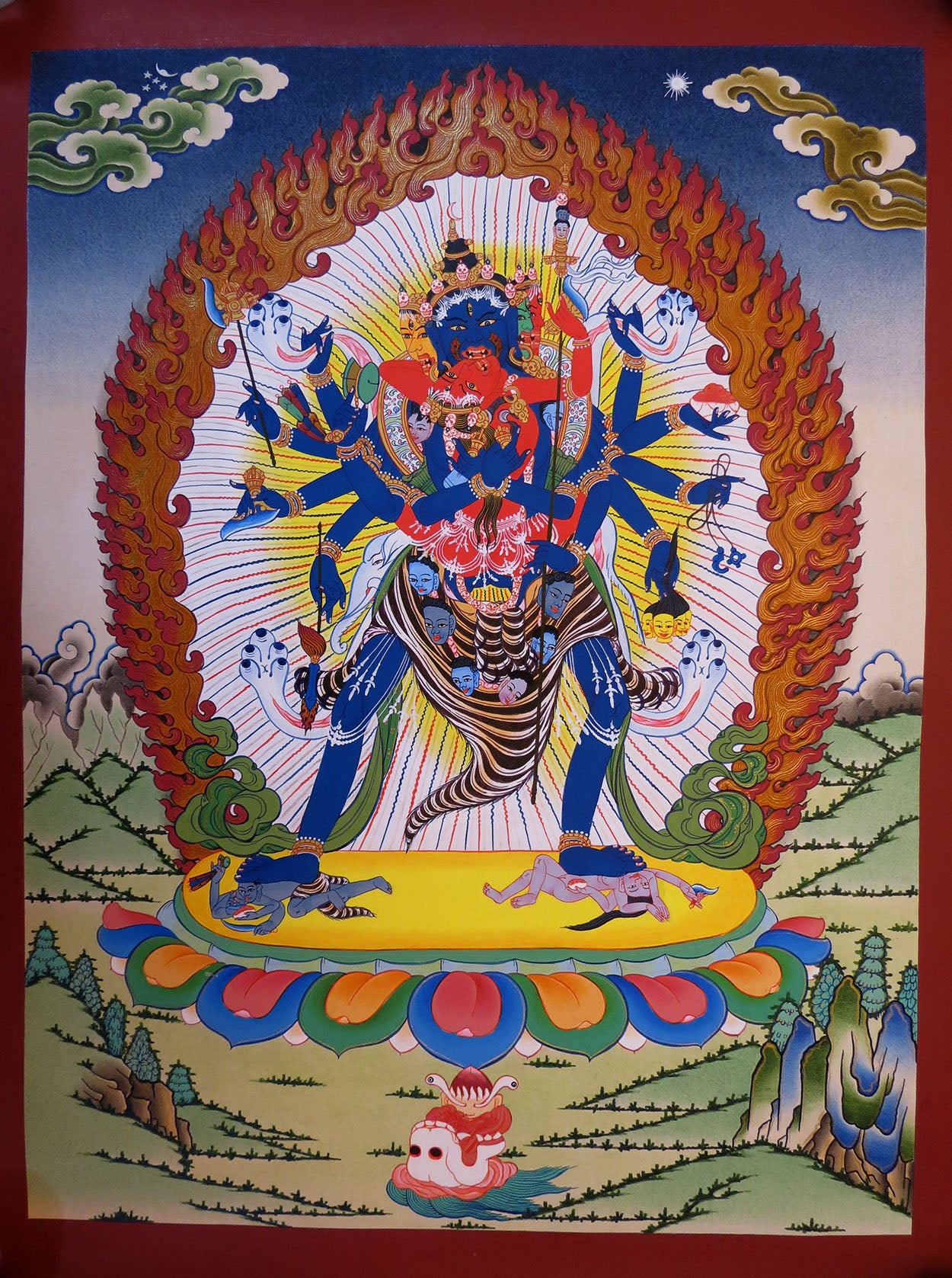 Tibetan Buddhism Wrathful Lord Cakrasamvara Chakrasamvara consort Vajra Varahi Gold Hand Painting Thangka Art Nepal free