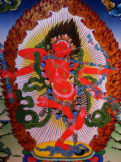 Tibetan Buddhism Wrathful Goddess Kurukulla Dakini Yogini Jogini Rig Jema Figure Gold Hand Painting Thangka Art free