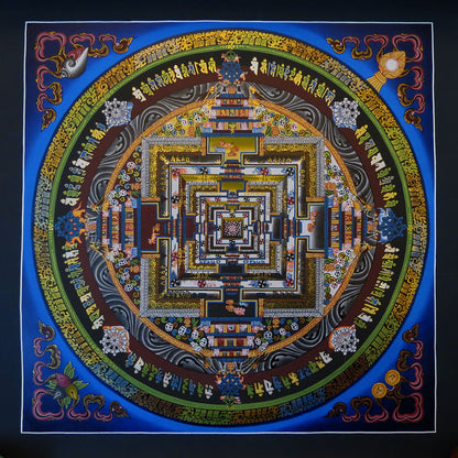 Tibetan Buddhism Ritual Kalachakra Mandala Kalachakra Tantra Gold Hand Painting Thangka free