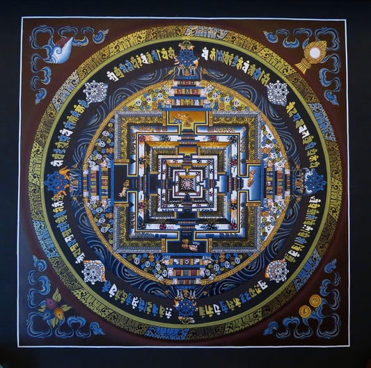 Tibetan Buddhism Ritual Kalachakra Mandala Kalachakra Tantra Gold Hand Painting Thangka Art free Brown
