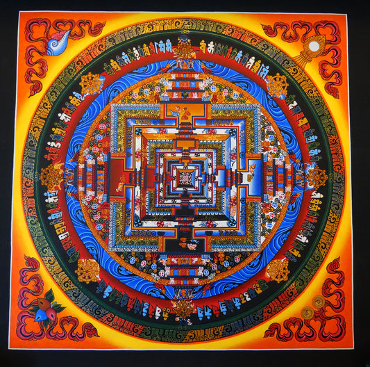 Tibetan Buddhism Ritual Kalachakra Mandala Kalachakra Tantra Gold Hand Painting Thangka Art free Yellow