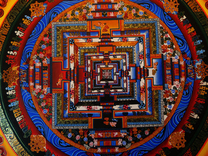 Tibetan Buddhism Ritual Kalachakra Mandala Kalachakra Tantra Gold Hand Painting Thangka Art free Yellow
