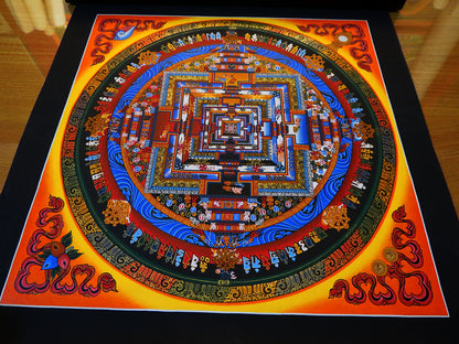Tibetan Buddhism Ritual Kalachakra Mandala Kalachakra Tantra Gold Hand Painting Thangka Art free Yellow