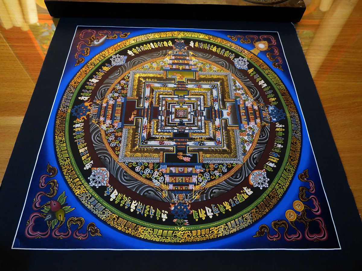 Tibetan Buddhism Ritual Kalachakra Mandala Kalachakra Tantra Gold Hand Painting Thangka free