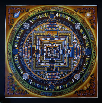 Tibetan Buddhism Ritual Kalachakra Mandala Kalachakra Tantra Gold Hand Painting Thangka Art free