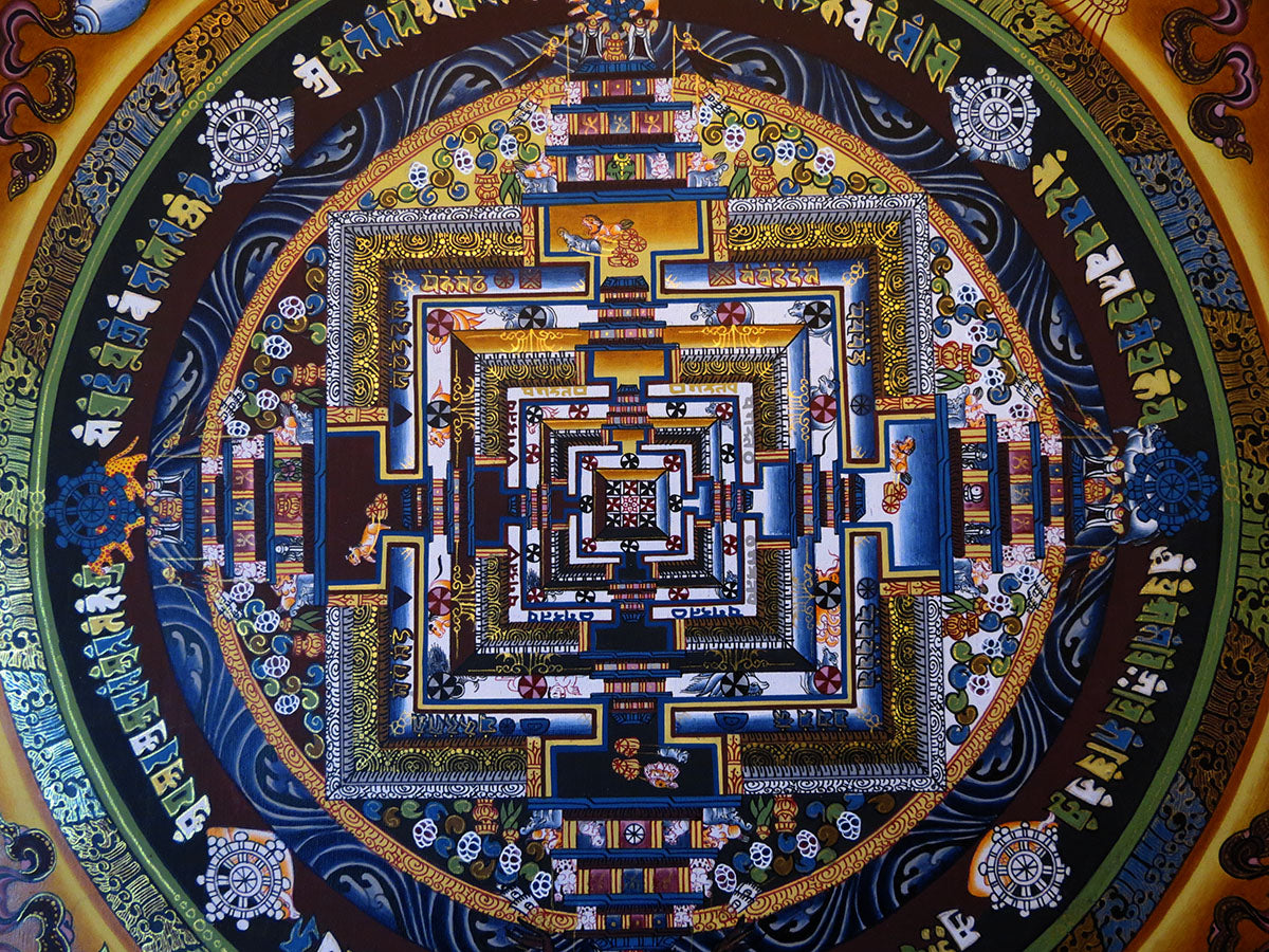 Tibetan Buddhism Ritual Kalachakra Mandala Kalachakra Tantra Gold Hand Painting Thangka Art free