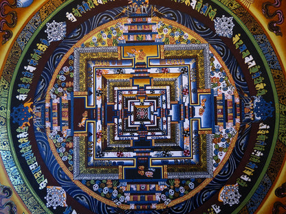 Tibetan Buddhism Ritual Kalachakra Mandala Kalachakra Tantra Gold Hand Painting Thangka Art free