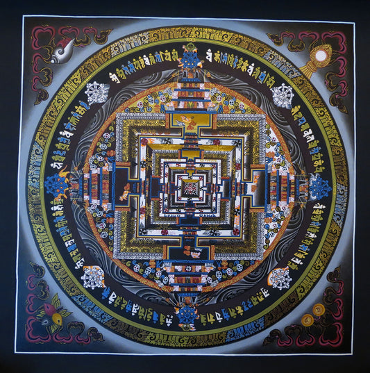 Tibetan Buddhism Ritual Kalachakra Mandala Kalachakra Tantra Gold Hand Painting Thangka Art free Grey