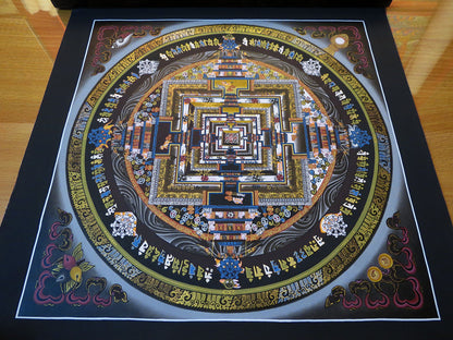 Tibetan Buddhism Ritual Kalachakra Mandala Kalachakra Tantra Gold Hand Painting Thangka Art free Grey