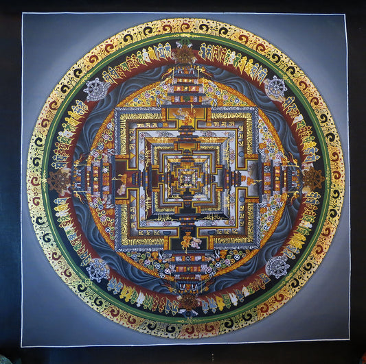 Tibetan Buddhism Ritual Kalachakra Mandala Kalachakra Tantra Hand Painting 26 cm Thangka Art free