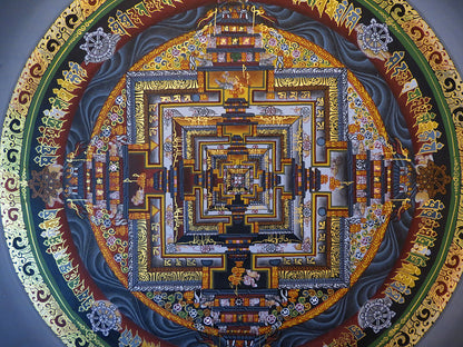 Tibetan Buddhism Ritual Kalachakra Mandala Kalachakra Tantra Hand Painting 26 cm Thangka Art free