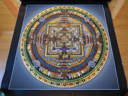 Tibetan Buddhism Ritual Kalachakra Mandala Kalachakra Tantra Hand Painting 26 cm Thangka Art free