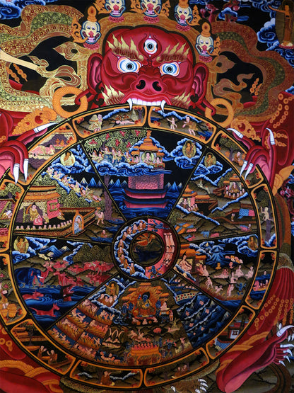 Tibetan Buddhism Ritual Wheels of Life Samsara Bhava Chakra Mandala Huge 150 cm Thangka Hand Painting Art Nepal free