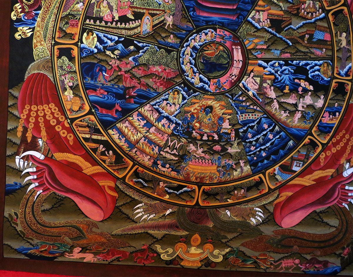 Tibetan Buddhism Ritual Wheels of Life Samsara Bhava Chakra Mandala Huge 150 cm Thangka Hand Painting Art Nepal free