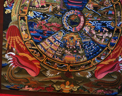 Tibetan Buddhism Ritual Wheels of Life Samsara Bhava Chakra Mandala Huge 150 cm Thangka Hand Painting Art Nepal free