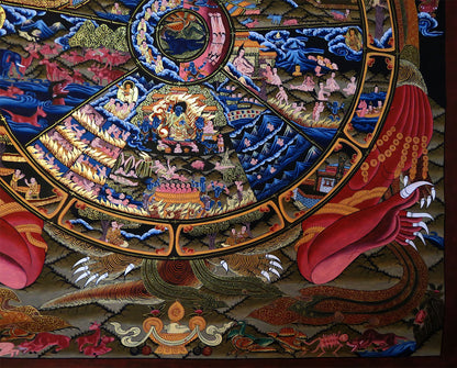 Tibetan Buddhism Ritual Wheels of Life Samsara Bhava Chakra Mandala Huge 150 cm Thangka Hand Painting Art Nepal free