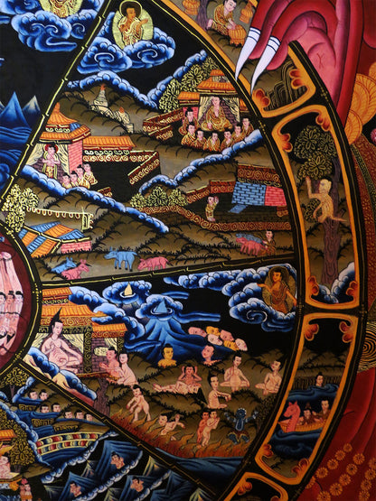 Tibetan Buddhism Ritual Wheels of Life Samsara Bhava Chakra Mandala Huge 150 cm Thangka Hand Painting Art Nepal free