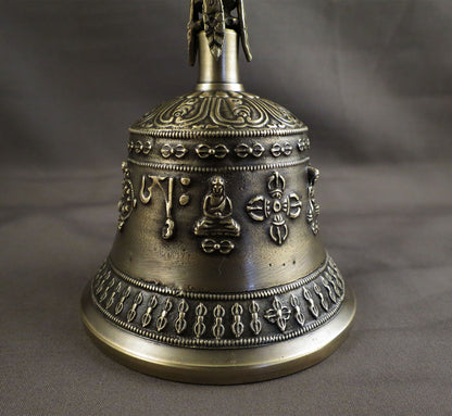 Tibetan Om Mantra 7" High Quality Sound Ritual Bronze Bell Dorje/Vajra Set free