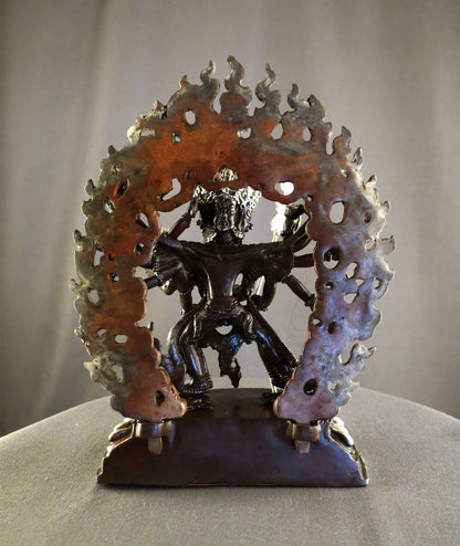 Tibetan Buddhism Lord Cakrasamvara with Consort Silver Oxide Copper Statue Sculpture Nepal free