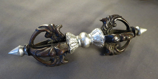 Tibetan Buddhism Religion Ritual Tantric Spiritual Altar Tools Silver Oxide Brass Double Dorje/Vajra Thunderbolt Nepal free